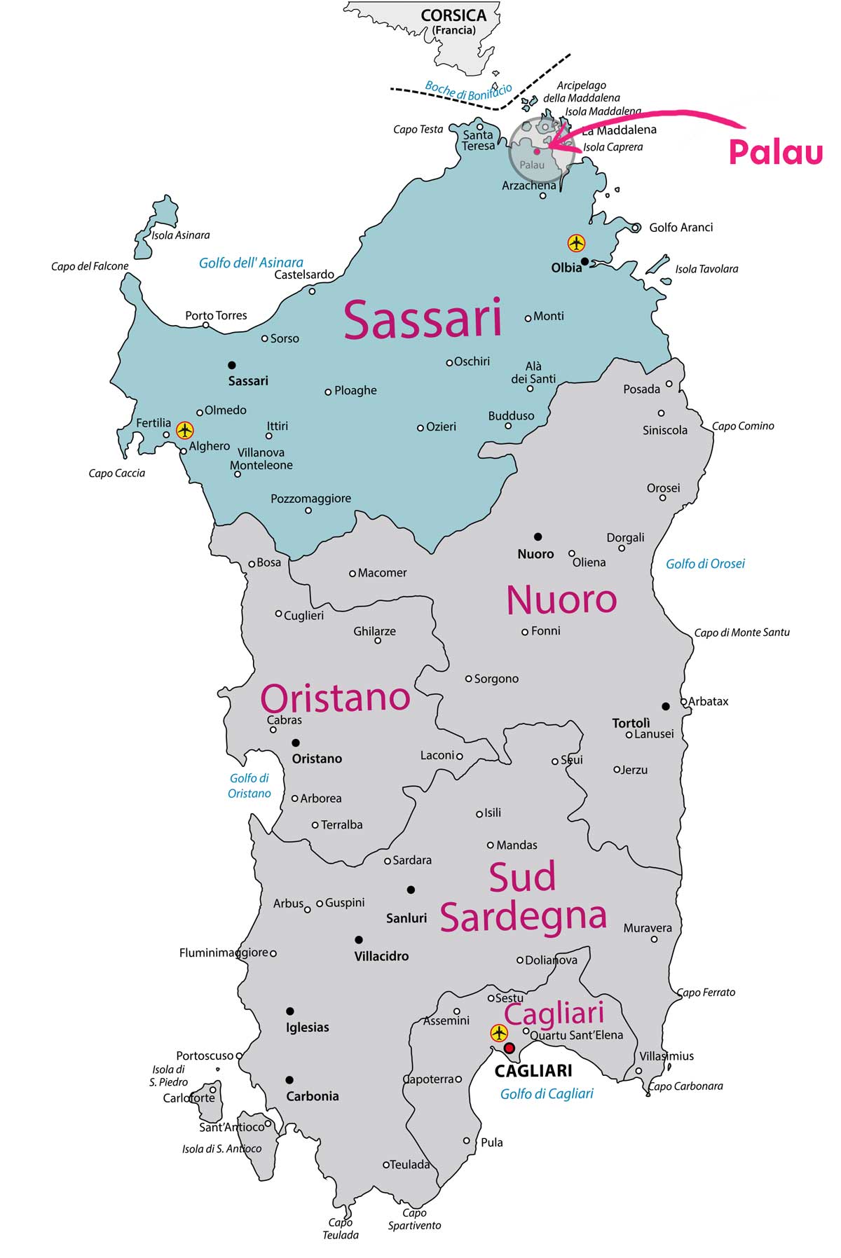 Sardinien Map Palau