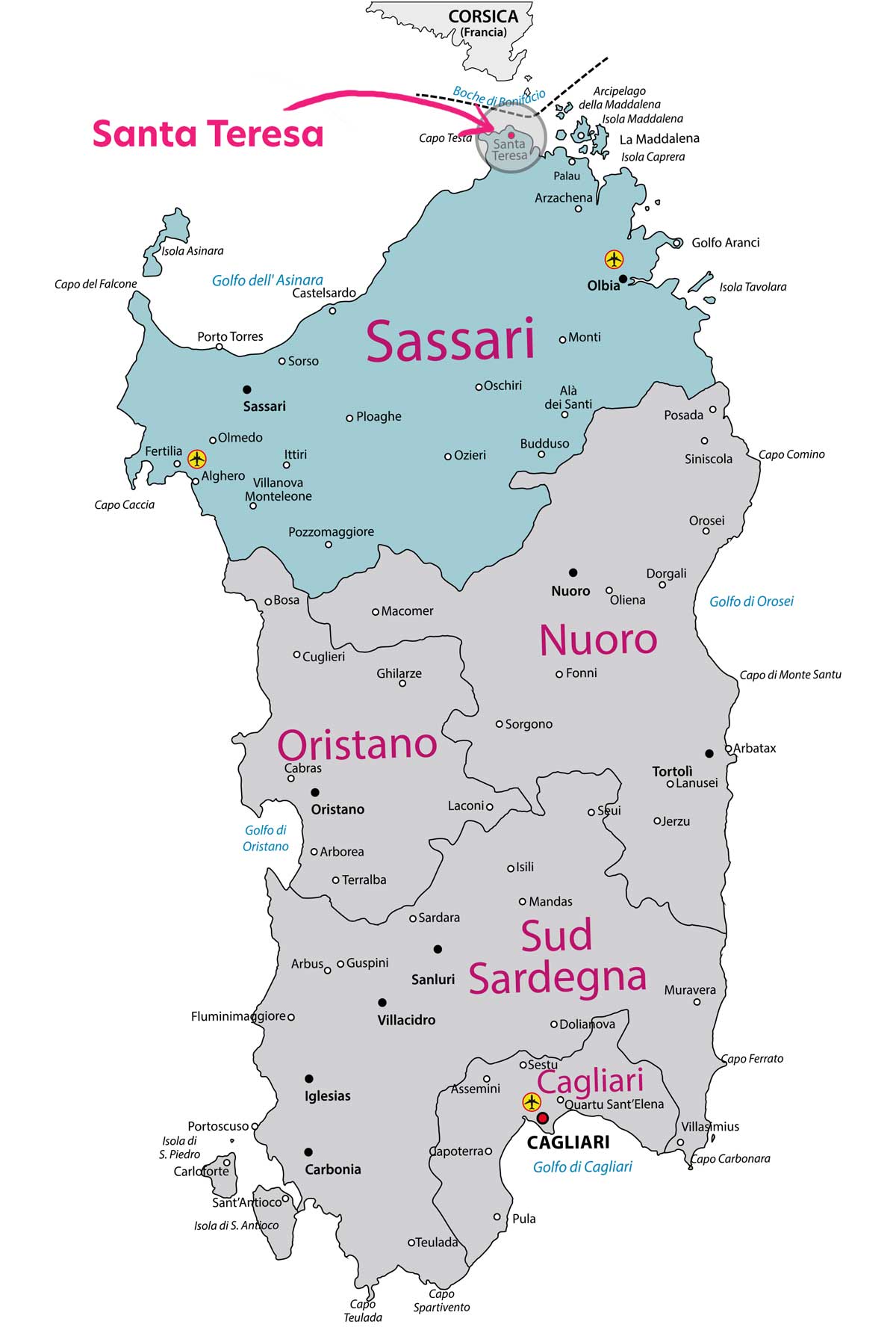 Sardinien Karte - Santa Teresa Gallura
